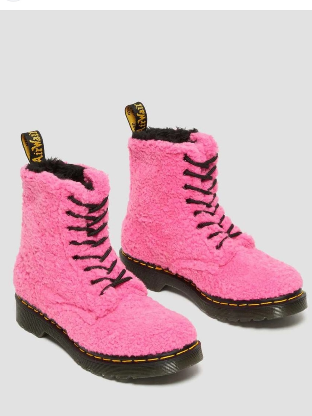 Dr. Martens 1460 Pascal Pink Faux Shearling Combat Lace Up Boots Girls Size 5